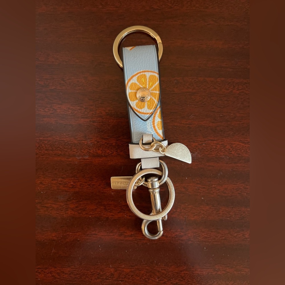 coach loop bag charm with lemon print